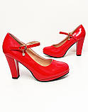 Туфлі на широких підборах червоні з ремінцем 37, фото 6