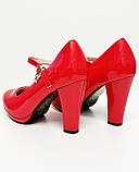 Святкові туфлі на стійких підборах червоні з ремінцем 36, фото 7