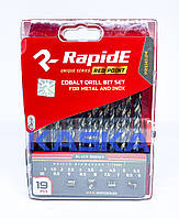Набір кобальтових свердел по металу RapidE RED POINT 19шт Black Series (від 1мм до 10мм з кроком 0.5мм)