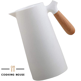 Термос-глечик для гарячих та холодних напоїв, термоглечик 2в1 Cooking House greenpharm - 1 л - білий