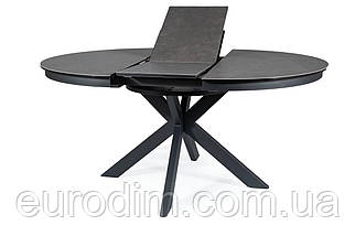 Стіл PORTO CERAMIC 120(160)*120 тем.сірий ефект мармуру/чорний мат, фото 4