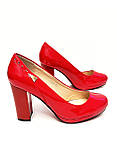 Святкові червоні туфлі на стійкому підборі платформі 36, фото 4