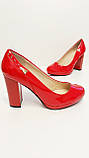 Святкові червоні туфлі на стійкому підборі платформі 36, фото 3