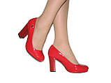 Святкові червоні туфлі на стійкому підборі платформі 36, фото 7
