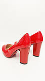 Святкові червоні туфлі на стійкому підборі платформі 36, фото 10