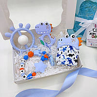 Подарочный набор для новорожденных с именной игрушкой грызунок, для мальчика