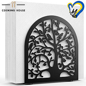 Тримач диспенсер для серветок, металевий Тримач для серветок, чорного кольору, дерево з пташками