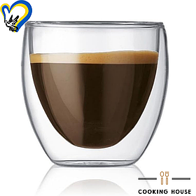 Склянка з подвійними стінками для американо, еспресо 150мл Cooking House buuba , склянка з подвійним дном