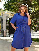 Женское платье - рубашка лен 50-52; 54-56 (8цв) "BONJOUR" от прямого поставщика