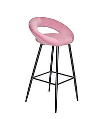 Стілець барний Holy Bar 75 M фрез оксамит В-1025, на чорних металевих ногах із підніжкою