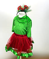 Карнавальный костюм Мак, детские костюмы цветов с фатиновой юбкой 110-116, велюр
