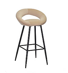 Стілець барний Holy Bar 75 M беж оксамит В-1005, на чорних металевих ногах із підніжкою