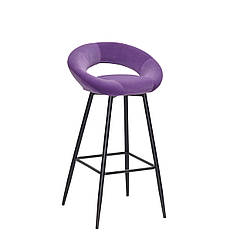 Стілець барний Holy Bar 75 M пурпуровий оксамит В-1013, на чорних металевих ногах із підніжкою