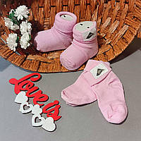 Носочки для новорожденных Турция отличное качество плотные с отворотом розовые
