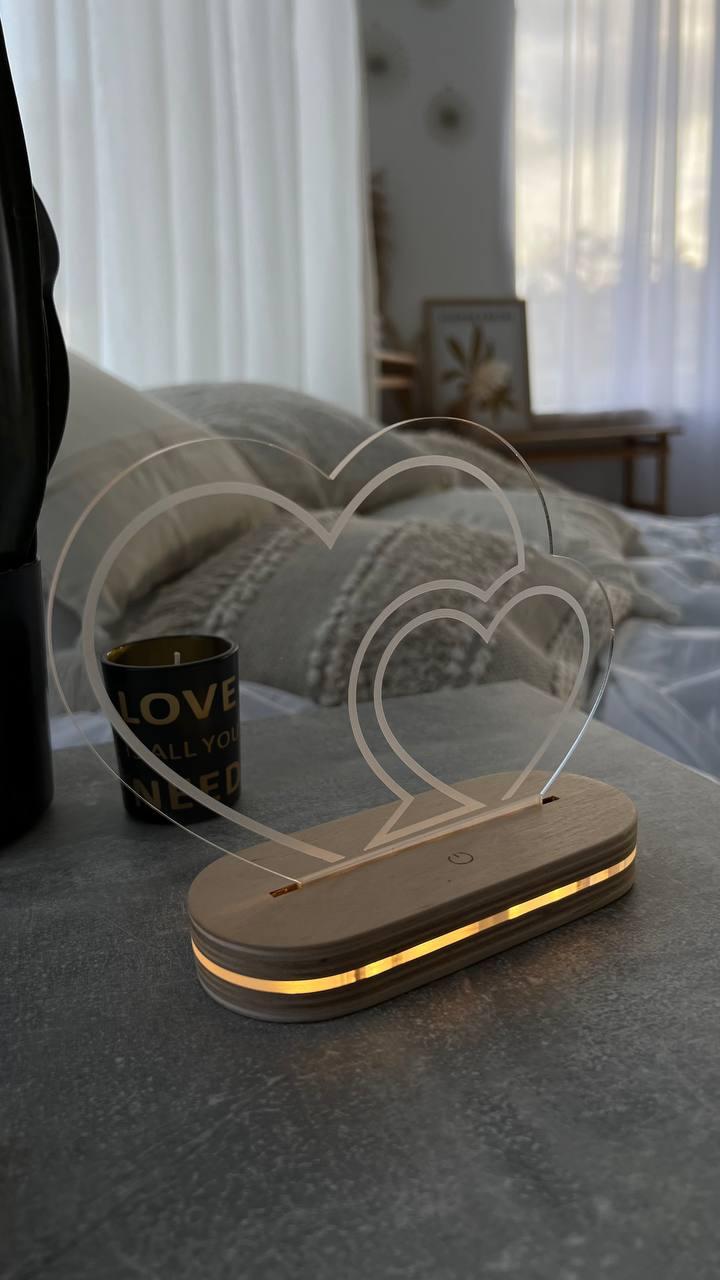 Романтический ночник "Два сердца" с подсветкой, 16 на 12 см с питанием USB - фото 2 - id-p2121138781