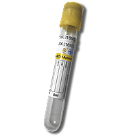 Пробірка вакуумна для забору крові 8 мл 16x100 мм гель + активатор ,стерильна з жовтою кришкою 100 шт.