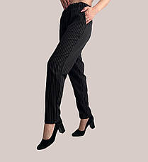 БАТАЛЬНІ жіночі брюки банани , № 61 чорні в полоску, фото 2