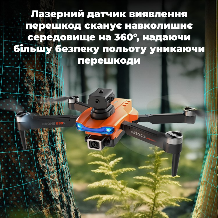 Квадрокоптер E99S 2024 - дрон с камерой 4К HD FPV, БК моторы, до 150 м. 15 мин + кейс (1 аккумулятор), дрон - фото 6 - id-p2121162447