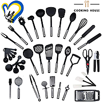 Набор кухонных принадлежностей Cooking House 7trav - 40 предметов, набор посуды с антипригарной ручкой и
