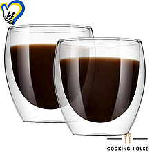 Набір склянок з подвійними стінками для американо, еспресо 150мл Cooking House 7trav  2шт, склянка з подвійним дном