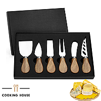 Набор ножей для нарезки сыра Cooking House hotdeal из нержающей стали в подарочной черной упаковке.