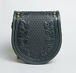 Жіноча шкіряна зелена сумка "Калина" металом, фото 7