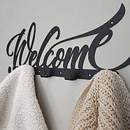 Металева настінна вішалка Welcome (чорна), фото 3