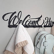 Металева настінна вішалка Welcome (чорна), фото 4