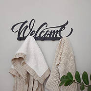 Металева настінна вішалка Welcome (чорна), фото 7