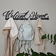 Металева настінна вішалка Welcome (чорна), фото 6
