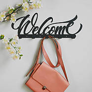 Металева настінна вішалка Welcome (чорна), фото 8