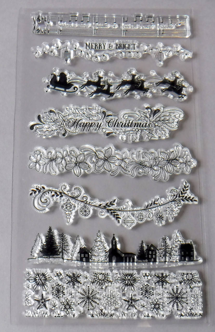 Силіконові штампи. Різдвяні бордюри, 11х19 см, фото 1