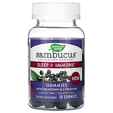 Бузина з мелатоніном та L-теаніном Nature's Way "Sambucus Sleep + Immune" (30 жувальних цукерок)