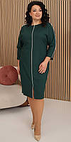 Платье для женщин в зеленом цвете миди с рукавами 3/4. Размеры от 54 по 62
