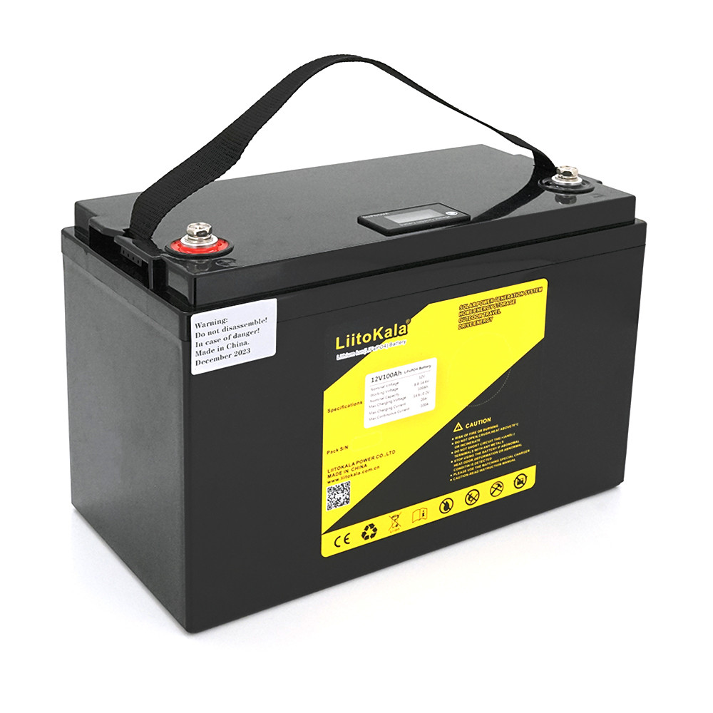 Акумуляторна батарея LiitoKala LiFePO4 12,8V 100Ah BMS(20(100)A/200A) c LCD дисплеєм (330*170*220mm), 9.5kg