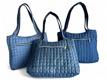 Сумочка жіноча шопер стьобана прямокутна 24*36 см на блискавці з кишенею в різних кольорах Kay