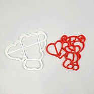 Вирубка-штамп Ведмедик із кулькою сердечком 10 см, фото 2