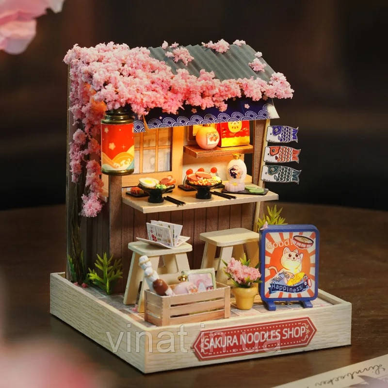 Румбокс Конструктор 3D DIY Магазин локшини Сакура DIY Sakura noodles shop QT-041