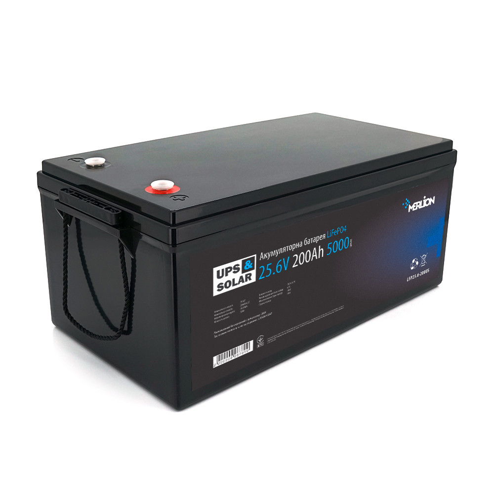 Літій-залізо-фосфатний акумулятор Merlion LiFePO4 25.6V 200AH (8S1P/BMS-100A), (522x268x218), до 5000 циклів, фото 1