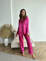 Красивый комплект женская рубашка и штаны модная розовая пижама из шелка для дома и сна L