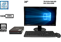 Комплект | ПК Fujitsu Esprimo Q920 USFF/Intel Core i5-4590T 2.00GHz/16GB DDR3/SSD 120GB+Монітор BENQ GL2450-B 24”/TN 1920x1080 LED