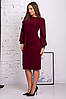 Елегантне класичне плаття-міді з широким поясом LInda, марсала, фото 5