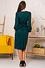 Елегантне класичне плаття-міді з широким поясом LInda, темно-зелене, фото 6