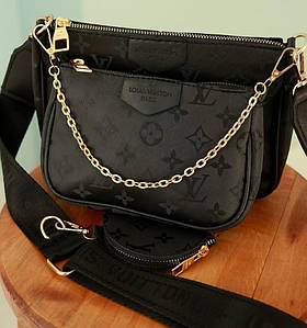 Сумка жіноча Louis Vuitton 3 в 1 чорна нейлон