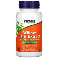 Now Foods, Willow Bark Extract 400 мг (100 капс.), кора ивы, от стресса