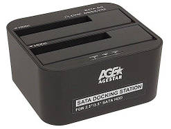 Док-станція Agestar 3UBT6-6G (Black), для 2.5''/3.5'' SATA HDD, USB 3.0, 2 слоти, чорний