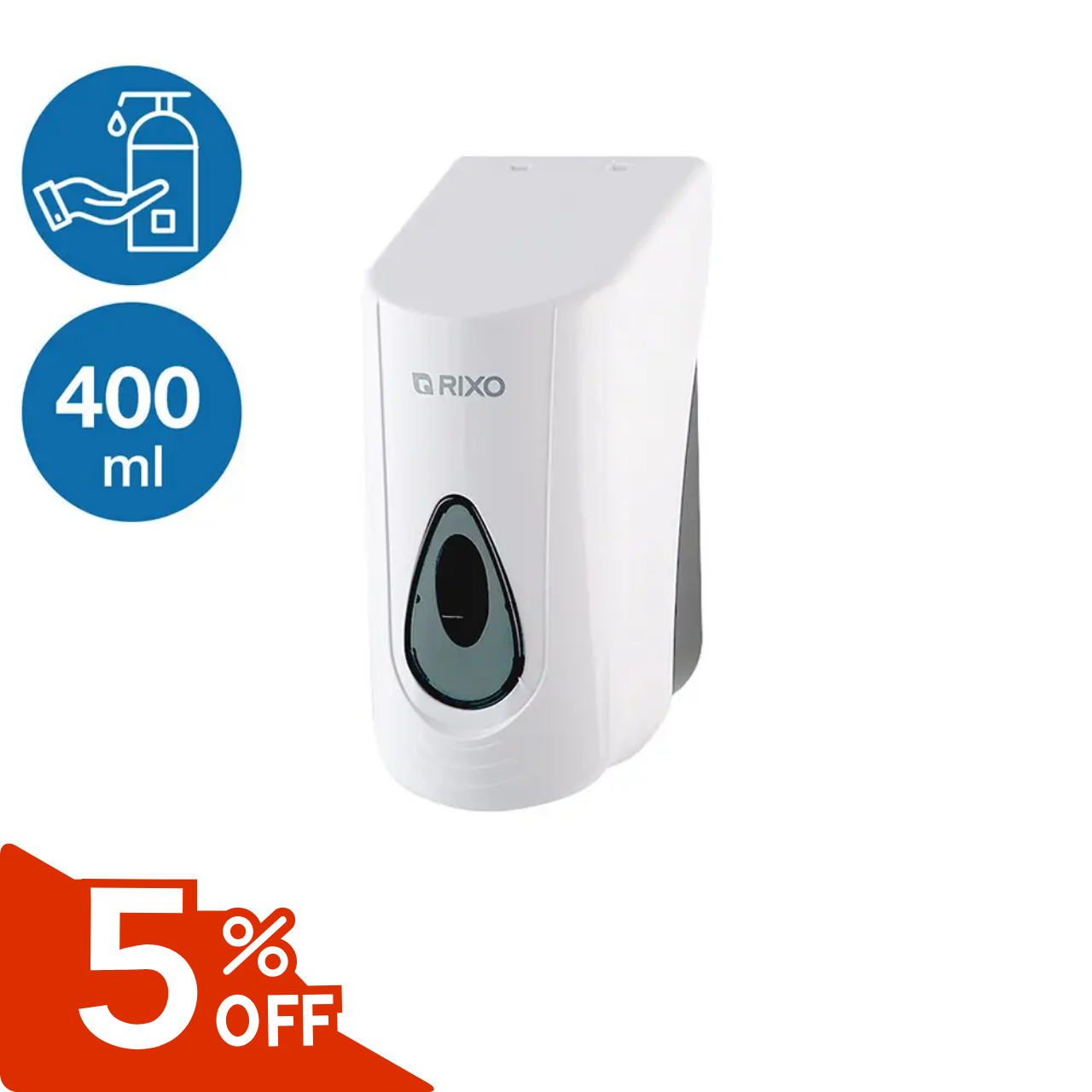 Дозатор для дезінфікуючих засобів 400 ml Rixo Maggio DS168W диспенсер для антисептика