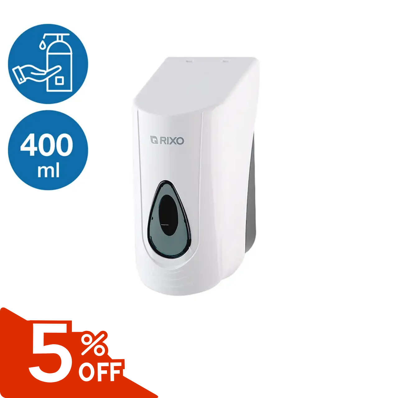 Дозатор диспенсер рідкого мила 400 мл наливний Rixo Maggio S168W нажімной пластиковий ударостійкий