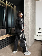 Женский прогулочный весенний костюм батал кофта на молнии и штаны пацаццо большого размера с лампасам VV