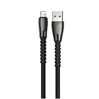 Кабель Usb Lightning HOCO U58 Core 2.4A 1.2m (метал. Коннект, плоский) Black